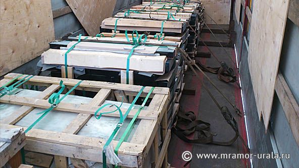 Упаковка и отгрузка изделий из мрамора и гранита автомобильным транспортом
